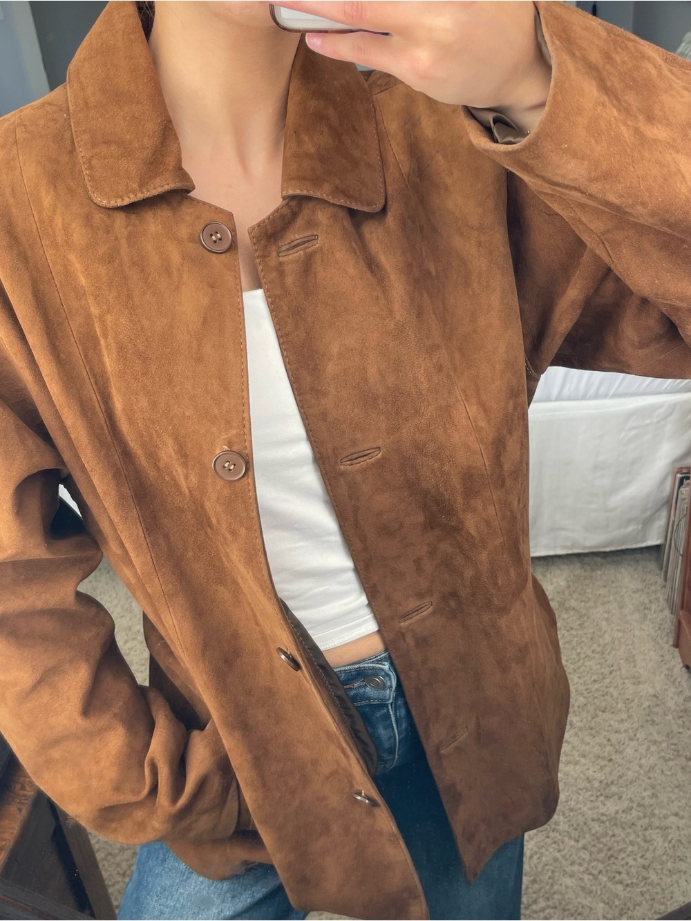 True Vintage Real Suede Brown Leather Jacket